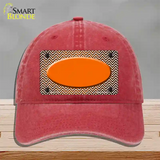 Orange White Small Chevron Oval Oil Rubbed Novelty License Plate Hat Unconstructed Cotton / Red