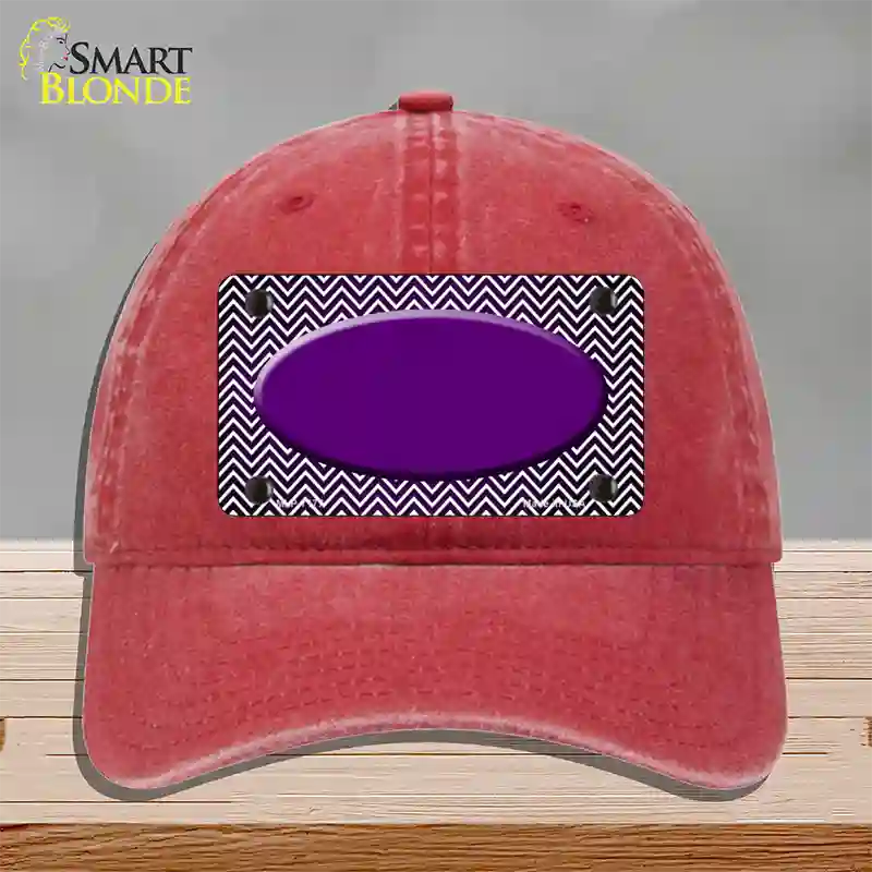 Purple White Small Chevron Oval Oil Rubbed Novelty License Plate Hat Unconstructed Cotton / Red