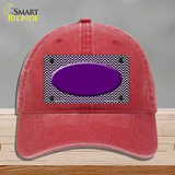 Purple White Small Chevron Oval Oil Rubbed Novelty License Plate Hat Unconstructed Cotton / Red