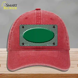 Green White Small Chevron Oval Oil Rubbed Novelty License Plate Hat Unconstructed Cotton / Red