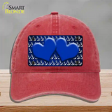 Blue White Anchor Hearts Oil Rubbed Novelty License Plate Hat Unconstructed Cotton / Red