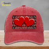 Red White Anchor Hearts Oil Rubbed Novelty License Plate Hat Unconstructed Cotton / Red