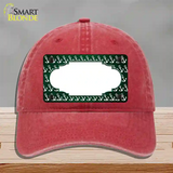 Green White Anchor Scallop Oil Rubbed Novelty License Plate Hat Unconstructed Cotton / Red