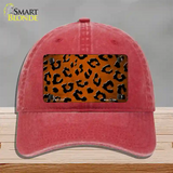 Orange Black Cheetah Oil Rubbed Novelty License Plate Hat Unconstructed Cotton / Red