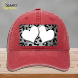 White Black Cheetah Hearts Oil Rubbed Novelty License Plate Hat Unconstructed Cotton / Red