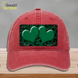 Green Black Cheetah Hearts Oil Rubbed Novelty License Plate Hat Unconstructed Cotton / Red