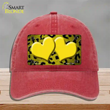 Yellow Black Cheetah Hearts Oil Rubbed Novelty License Plate Hat Unconstructed Cotton / Red