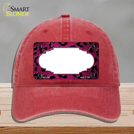 Pink Black Cheetah Scallop Oil Rubbed Novelty License Plate Hat Unconstructed Cotton / Red