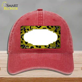 Yellow Black Cheetah Scallop Oil Rubbed Novelty License Plate Hat Unconstructed Cotton / Red