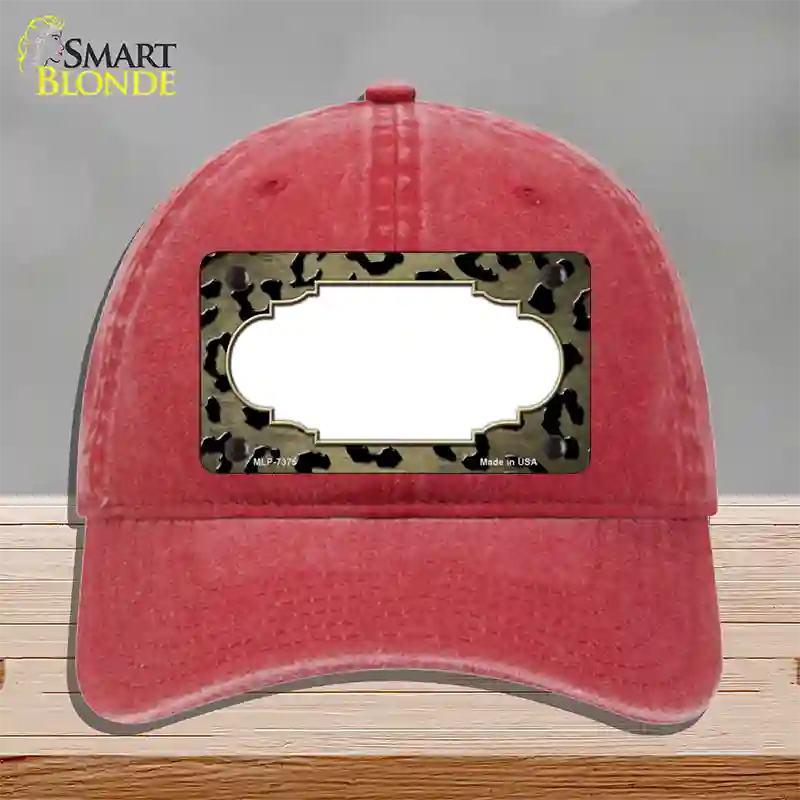 Gold Black Cheetah Scallop Oil Rubbed Novelty License Plate Hat Unconstructed Cotton / Red