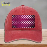 Pink White Small Dots Oil Rubbed Novelty License Plate Hat Unconstructed Cotton / Red