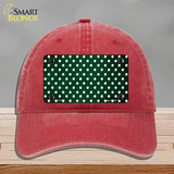 Green White Small Dots Oil Rubbed Novelty License Plate Hat Unconstructed Cotton / Red