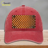 Orange White Small Dots Oil Rubbed Novelty License Plate Hat Unconstructed Cotton / Red