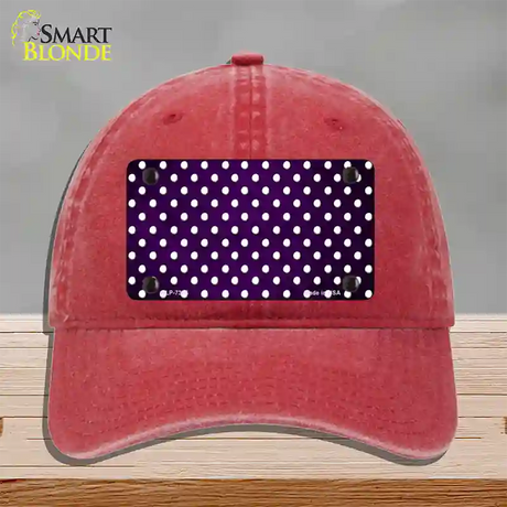 Purple White Small Dots Oil Rubbed Novelty License Plate Hat Unconstructed Cotton / Red