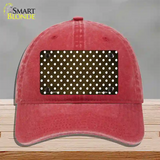 Brown White Small Dots Oil Rubbed Novelty License Plate Hat Unconstructed Cotton / Red