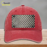 Tan White Small Dots Oil Rubbed Novelty License Plate Hat Unconstructed Cotton / Red