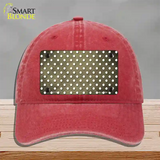 Gold White Small Dots Oil Rubbed Novelty License Plate Hat Unconstructed Cotton / Red