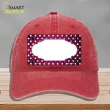 Pink White Small Dots Scallop Oil Rubbed Novelty License Plate Hat Unconstructed Cotton / Red