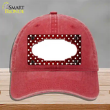 Red White Small Dots Scallop Oil Rubbed Novelty License Plate Hat Unconstructed Cotton / Red