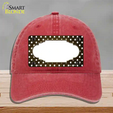 Brown White Small Dots Scallop Oil Rubbed Novelty License Plate Hat Unconstructed Cotton / Red