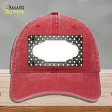 Tan White Small Dots Scallop Oil Rubbed Novelty License Plate Hat Unconstructed Cotton / Red