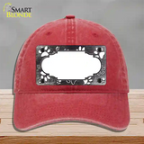 Paw Scallop Black White Novelty License Plate Hat Unconstructed Cotton / Red