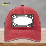 Paw Scallop Gray White Novelty License Plate Hat Unconstructed Cotton / Red