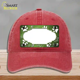 Paw Scallop Lime Green White Novelty License Plate Hat Unconstructed Cotton / Red