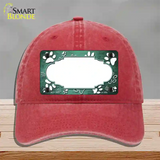 Paw Scallop Mint White Novelty License Plate Hat Unconstructed Cotton / Red