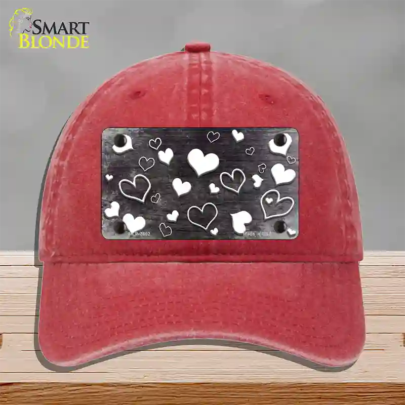 Black White Love Oil Rubbed Novelty License Plate Hat Unconstructed Cotton / Red