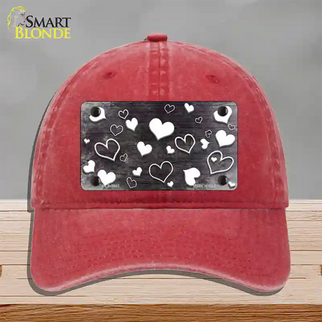 Black White Love Oil Rubbed Novelty License Plate Hat Unconstructed Cotton / Red