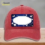 Blue White Love Scallop Oil Rubbed Novelty License Plate Hat Unconstructed Cotton / Red