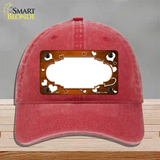 Orange White Love Scallop Oil Rubbed Novelty License Plate Hat Unconstructed Cotton / Red