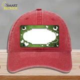 Lime Green White Love Scallop Oil Rubbed Novelty License Plate Hat Unconstructed Cotton / Red