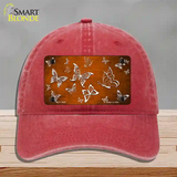 Orange White Butterfly Oil Rubbed Novelty License Plate Hat Unconstructed Cotton / Red