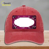 Pink White Scallop Butterfly Oil Rubbed Novelty License Plate Hat Unconstructed Cotton / Red