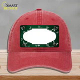 Green White Scallop Butterfly Oil Rubbed Novelty License Plate Hat Unconstructed Cotton / Red