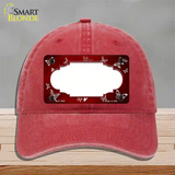 Red White Scallop Butterfly Oil Rubbed Novelty License Plate Hat Unconstructed Cotton / Red