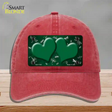 Green White Dragonfly Hearts Oil Rubbed Novelty License Plate Hat Unconstructed Cotton / Red