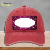 Pink White Dragonfly Scallop Oil Rubbed Novelty License Plate Hat Unconstructed Cotton / Red