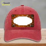 Orange White Dragonfly Scallop Oil Rubbed Novelty License Plate Hat Unconstructed Cotton / Red