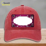 Pink White Owl Scallop Oil Rubbed Novelty License Plate Hat Unconstructed Cotton / Red