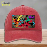 Gold Splatter Oil Rubbed Novelty License Plate Hat Unconstructed Cotton / Red