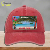 Blank Mahalo Hawaii State Novelty License Plate Hat Unconstructed Cotton / Red