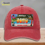 Honu Hawaii State Novelty License Plate Hat Unconstructed Cotton / Red