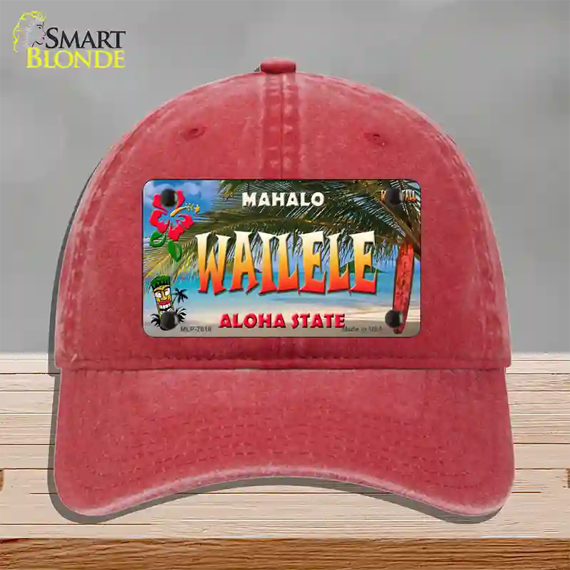 Wailele Hawaii State Novelty License Plate Hat Unconstructed Cotton / Red