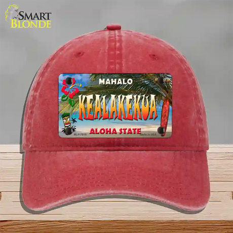 Kealakekua Hawaii State Novelty License Plate Hat Unconstructed Cotton / Red