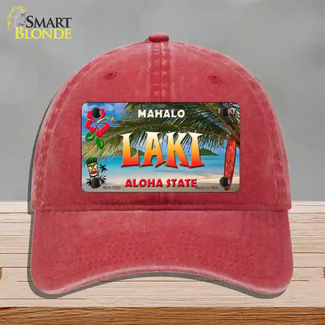 Laki Hawaii State Novelty License Plate Hat Unconstructed Cotton / Red