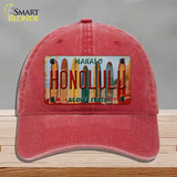 Honolulu Surfboards Hawaii State Novelty License Plate Hat Unconstructed Cotton / Red