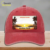 Hawaiian Islands Hawaii Blank State Novelty License Plate Hat Unconstructed Cotton / Red